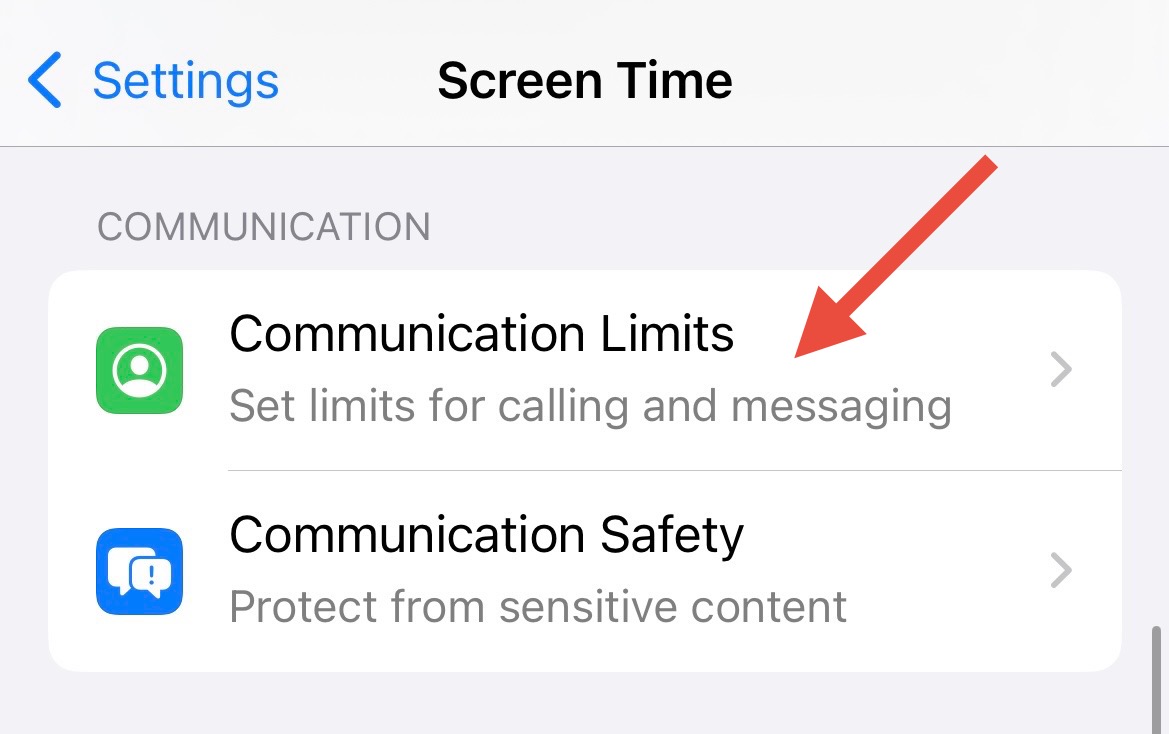 Communication Limits option