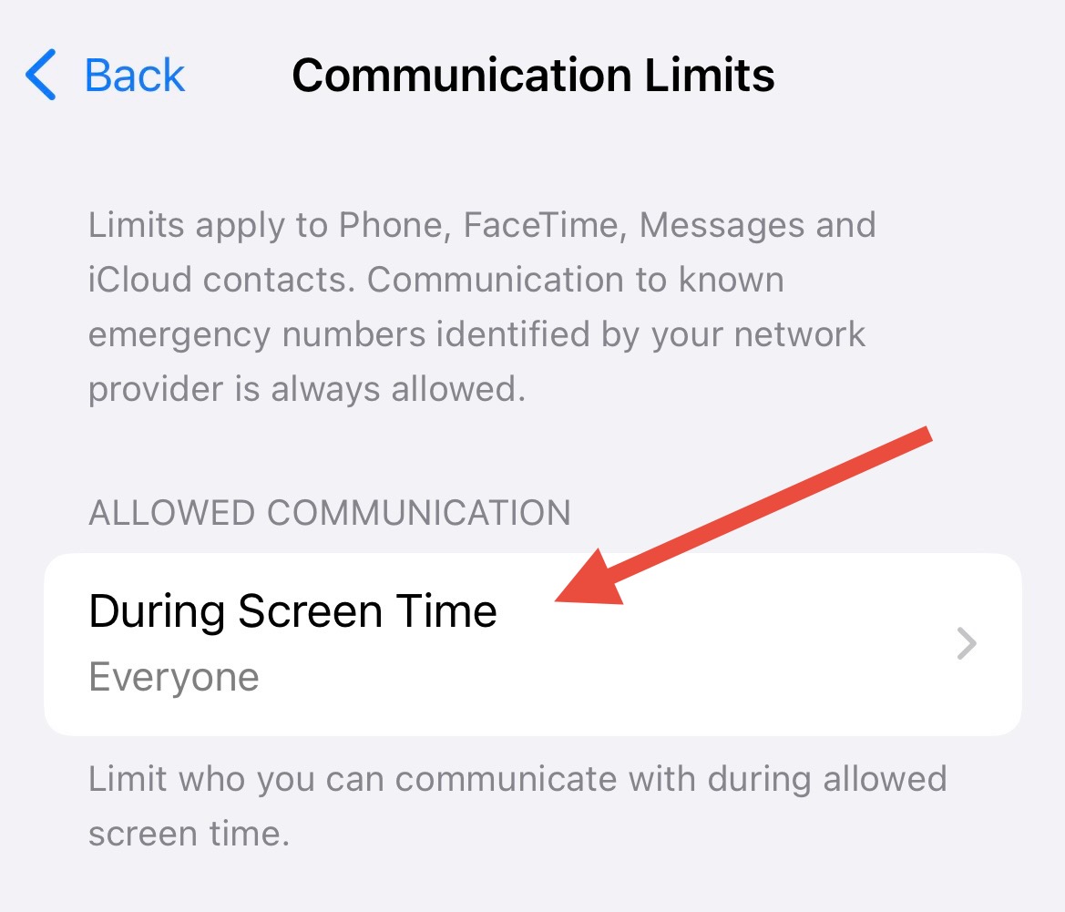 Communication limits during screen time