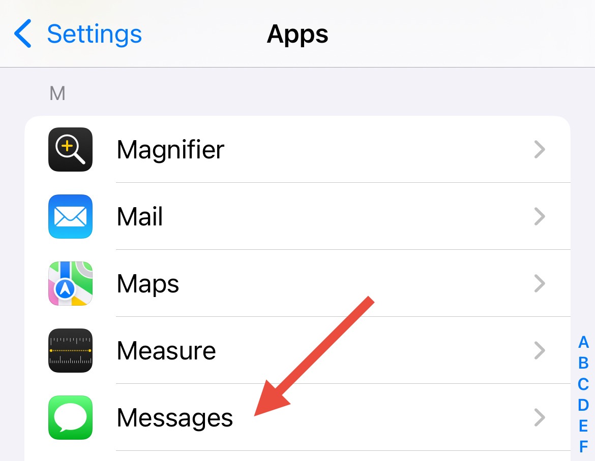 Messages in app list