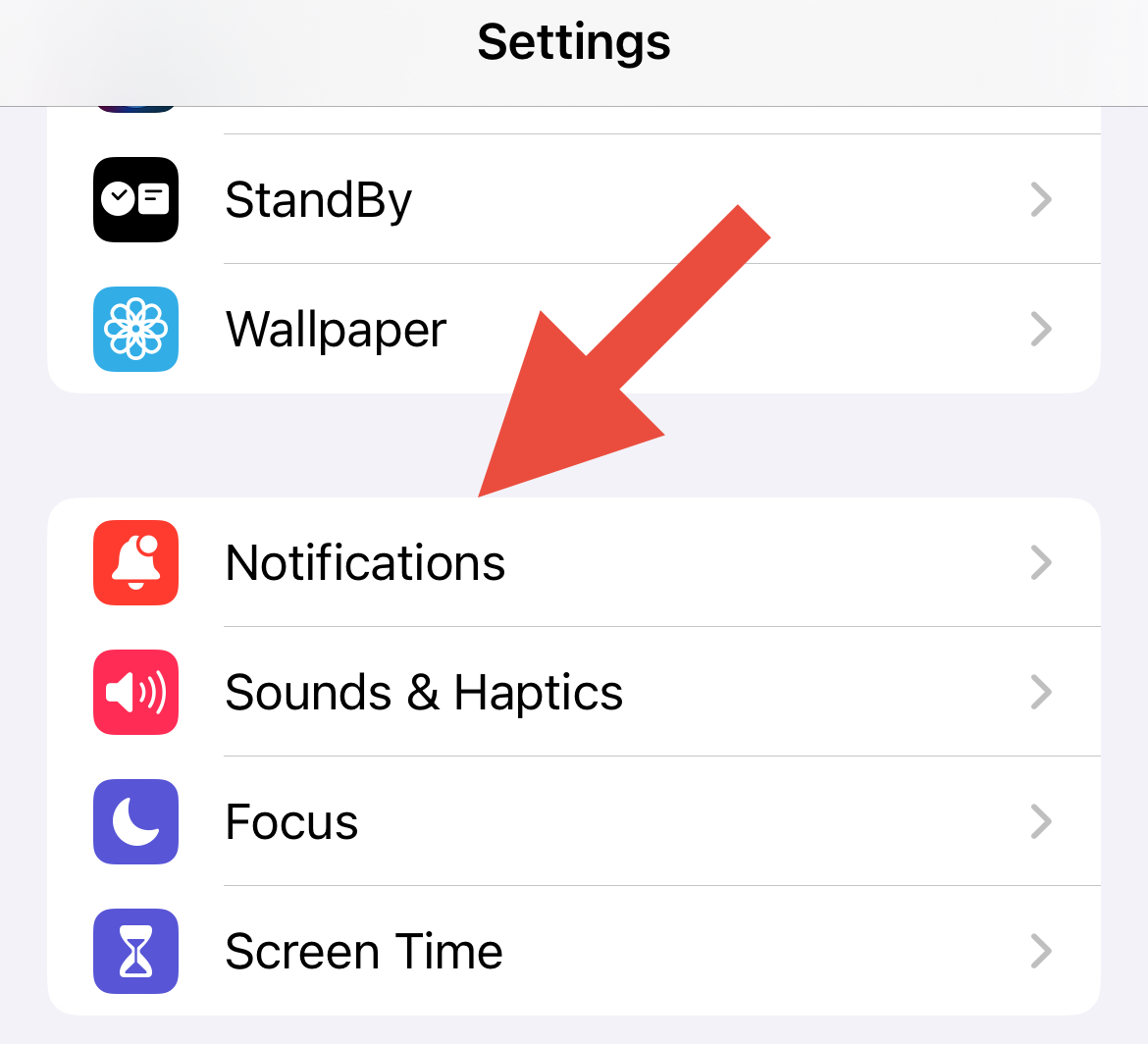Notifications in Settings