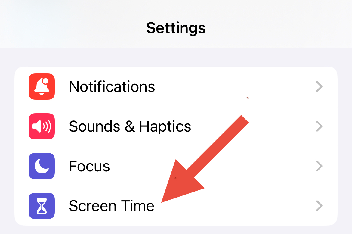 Screen Time in Settings